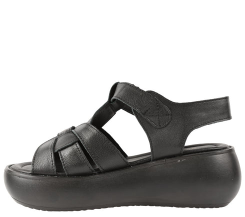 Sandale casual, dama, FORMAZIONE, FF03 negru, piele naturala, platforma